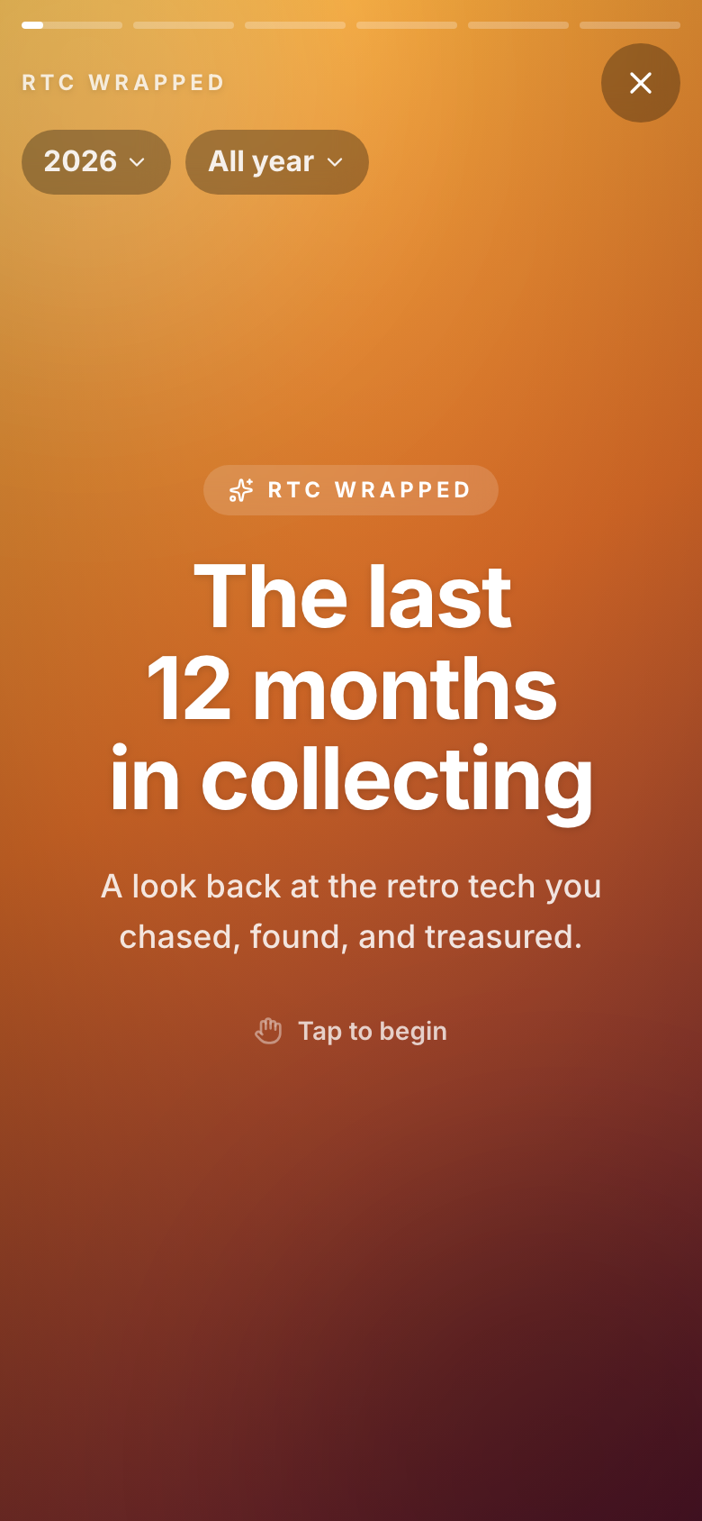 RTC Wrapped on mobile, shown as a vertical story-style recap card